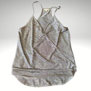 Lily White Gunmetal Metallic Crossover Racerback Tank Top Size M